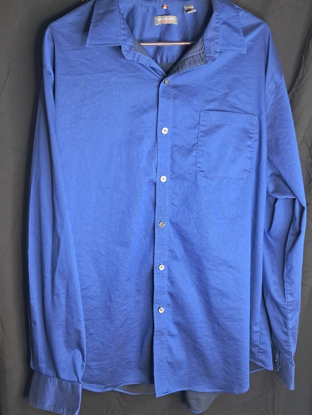 Van Heusen Royal Blue Long-Sleeve Button-Front Shirt Mens XL